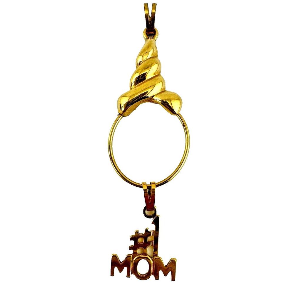 Vintage MONET Gold Tone Charm Holder Pendant With Mom Charm Both Signed